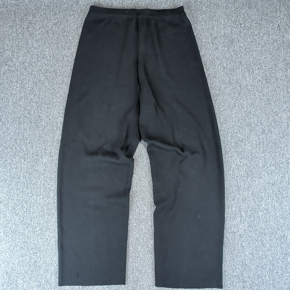 Bloomingdales Womens L Black 100% Wool Knit Pants Vintage Made in Hong Kong 90s